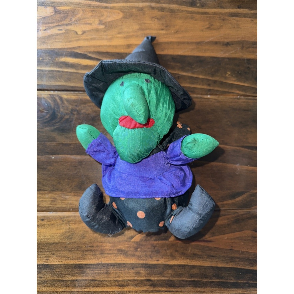 Halloween Puffalump Style Plush Nylon Witch 10" Vintage